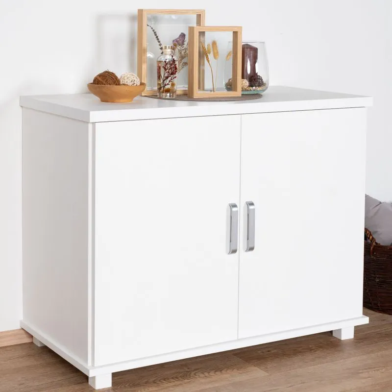 Cassettiera Columba 18 in pino massiccio bianco | 2 ampi scomparti | 79 x 100 x 50 cm | Design moderno e spazioso