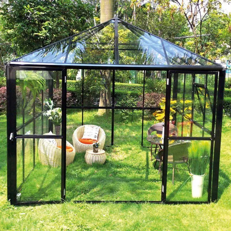 Serra Wasabi 01, Versione: Vetro reale 4 mm, Dimensioni: 295 x 295 x 270 cm (L x L x A), Colore: Nero
