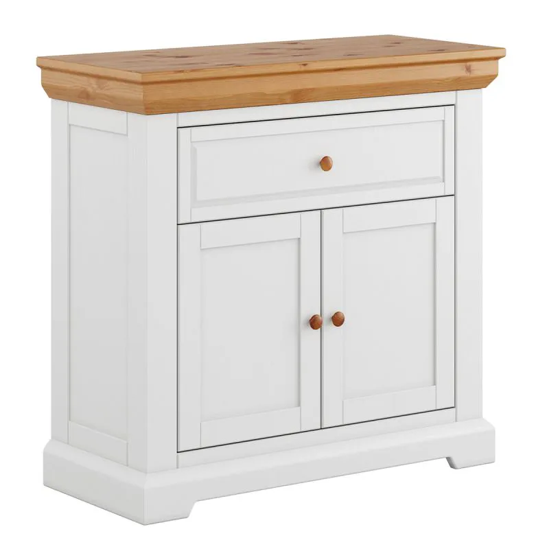 Scarpiera Bresle 12 bianco/naturale | 2 ante legno, 1 cassetto, 1 ripiano | Chiusura ammortizzata | 92 x 95 x 42 cm | Pino finlandese