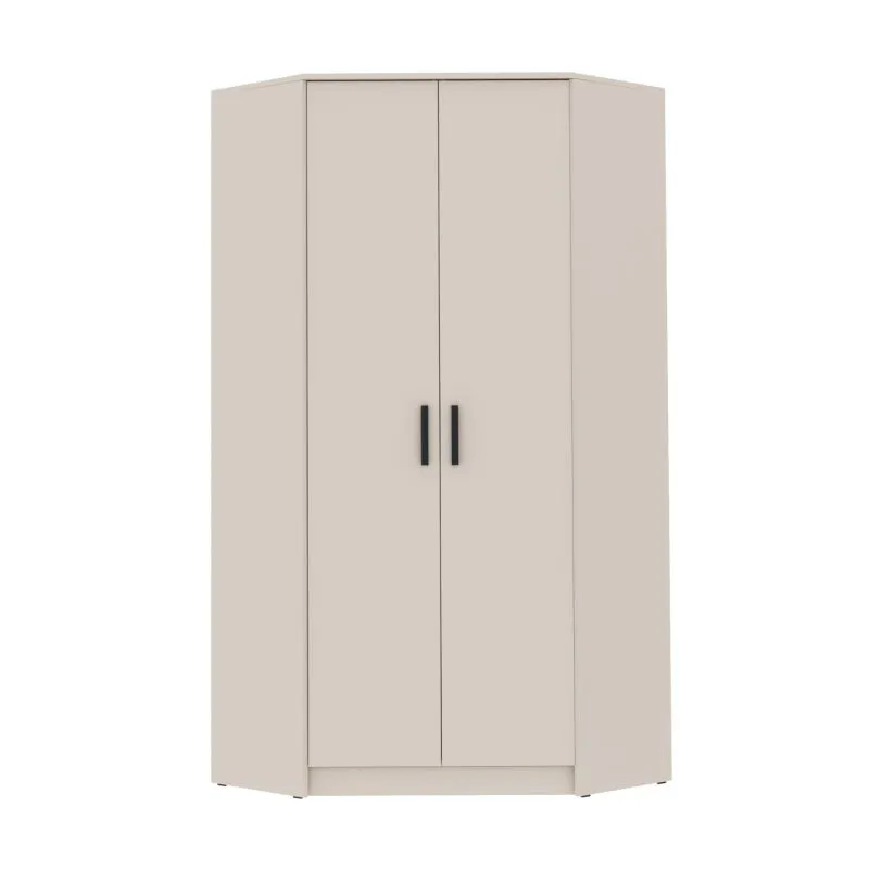 Armadio angolare "Fafe" 08 cashmere | 2 ante | 8 ripiani | 10 scomparti | 2 barre appendiabiti | Soft-Close | 195 x 91 x 91 cm