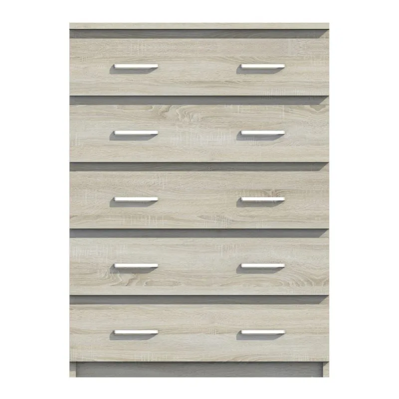 Cassettiera Pamulang 06 | Rovere Sonoma | 5 cassetti | 112 x 82 x 40 cm | Design moderno