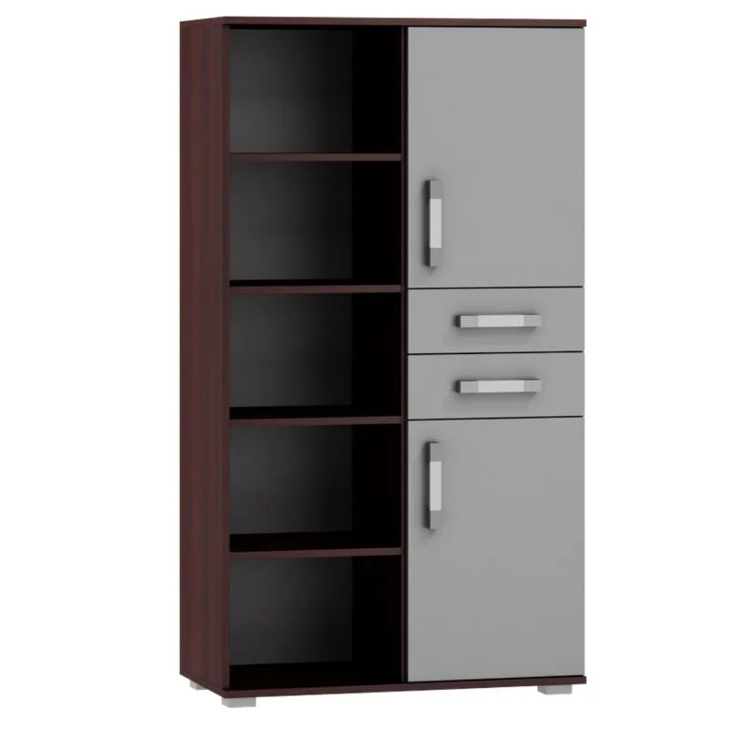 Scaffale Tabubil 17 wengé/grigio | 145 x 80 x 41 cm | Design moderno e ampio spazio