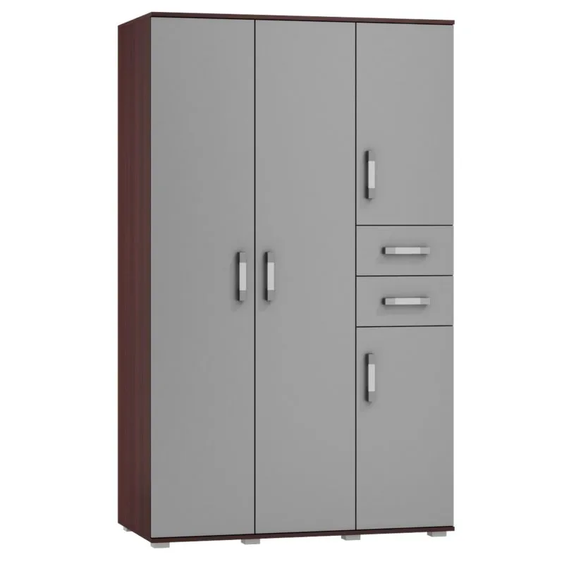 Armadio guardaroba Tabubil 33 | Wengé e grigio | 200 x 120 x 60 cm | Ampio spazio e design moderno