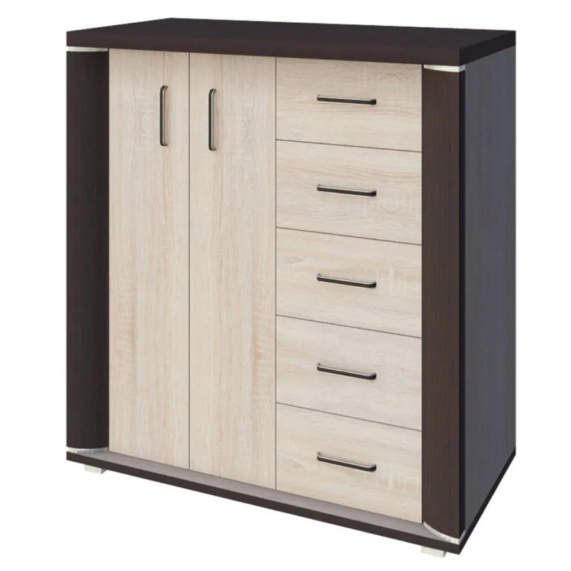 Cassettiera moderna "Aitape" 40 | Rovere Sonoma scuro/chiaro | 105 x 100 x 40 cm | 5 cassetti, 2 ante