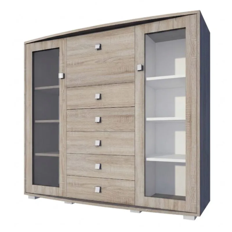 Vetrinetta Rabaul 03 rovere Sonoma | Design moderno | 140 x 164 x 40 cm | Ampio spazio | Robusta