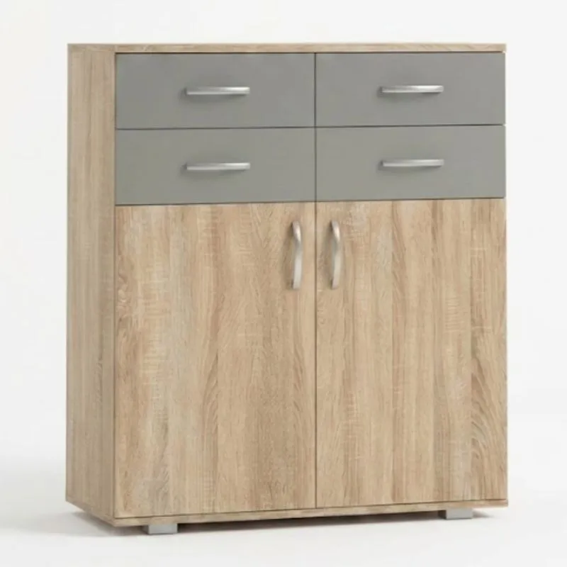 Cassettiera "Ciomas" 05 | Rovere Sonoma e grigio | 104 x 90 x 40 cm | Design moderno e pratico
