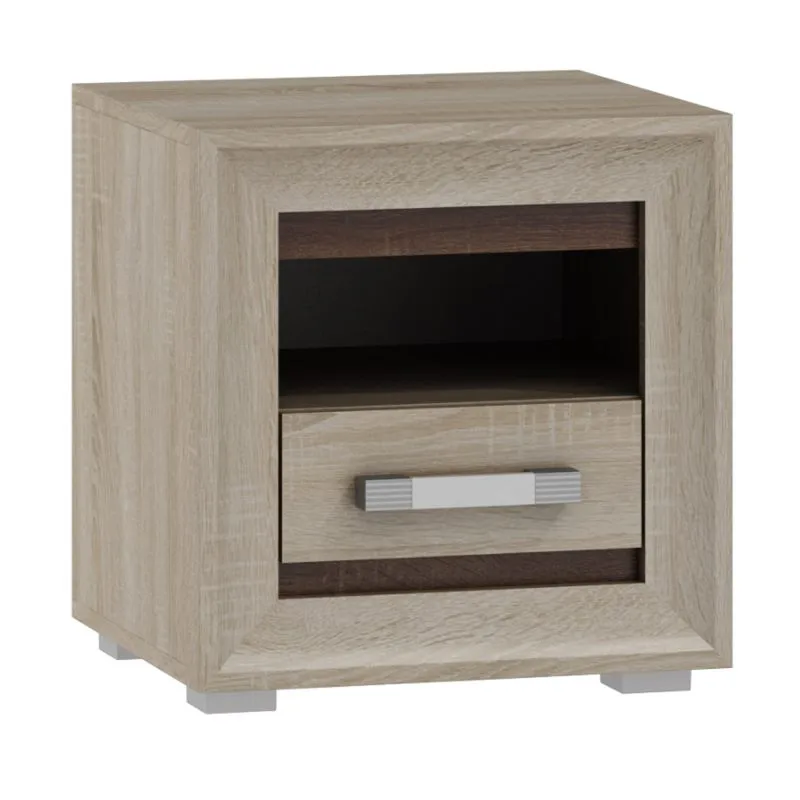 Comodino Kundiawa 22 | Rovere Sonoma chiaro/scuro | 45 x 45 x 40 cm | Design moderno e robusto