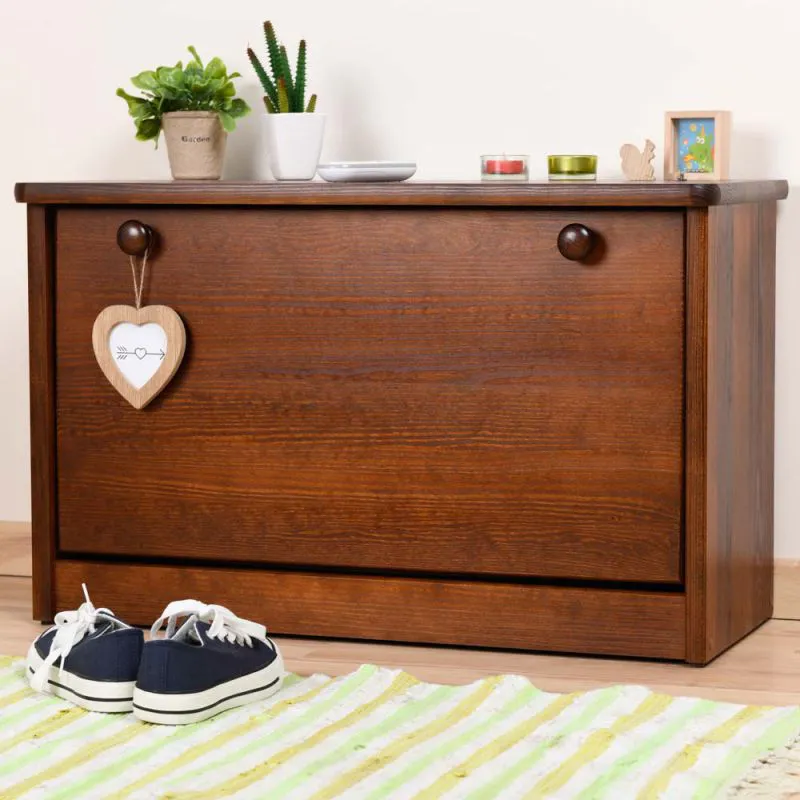Scarpiera in pino massello color noce Junco 216 | Design moderno | 44 x 72 x 30 cm
