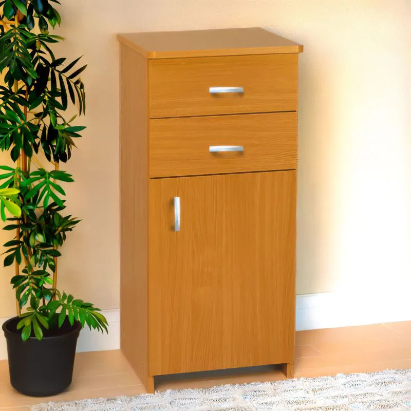 Cassettiera Kebumen 08 in ontano | Design moderno | 90 x 40 x 40 cm | 2 cassetti e 1 anta