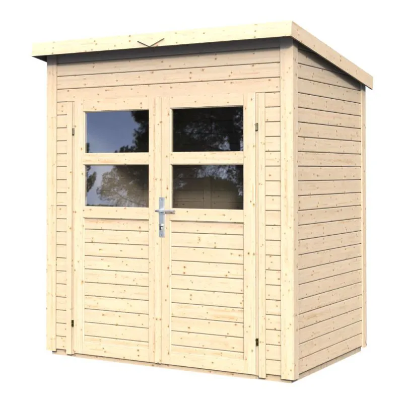 Casetta da giardino Freiberg 01 incl. pavimento, finitura naturale - Casetta da giardino prefabbricata da 19 mm, superficie utile: 2,19 m², tetto a una falda