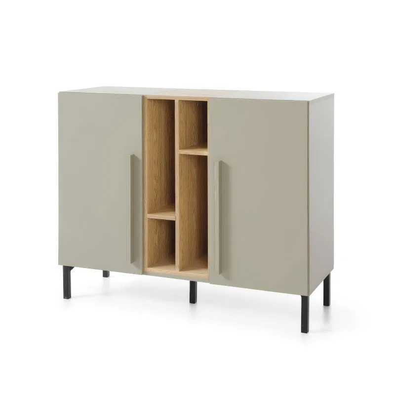 Cassettiera moderna Authie 07 | Verde menta e rovere scuro | 8 scomparti | 90 x 110 x 40 cm | Montaggio facile