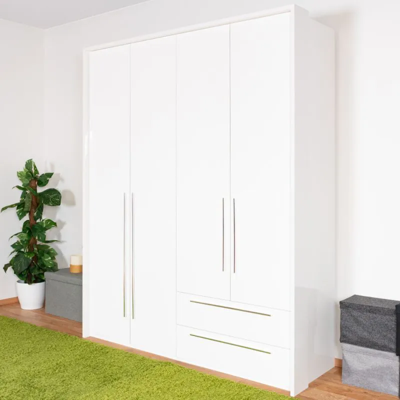 Armadio battente "Siumu" 29 | Illuminazione LED inclusa | Bianco lucido | 226x187x60 cm