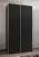 Armadio ad ante scorrevoli "Tampa", nero, 2 ante scorrevoli, 6 scomparti, 2 barre appendiabiti, Sistema "Soft-Close", bordi in ABS, 245,5 x 130 x 64 cm