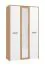 Armadio guardaroba Brus 02 | Rovere Artisan e bianco | 1 anta a specchio | 6 scomparti | 203,5 x 119 x 53 cm