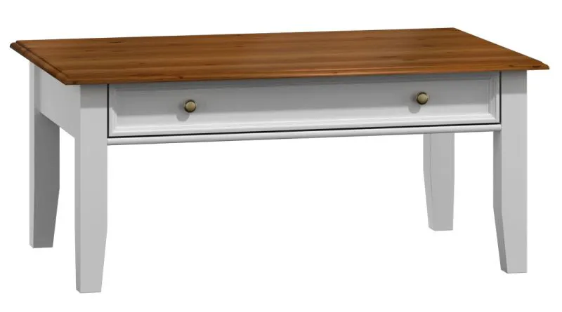 Tavolino Gyronde 06 | Pino massiccio | Bianco e noce | 122 x 71 x 48 cm | Stile provenzale