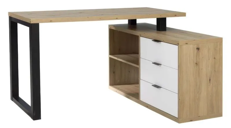 Scrivania Merosina 03 | rovere Artisan, nero, bianco | 75 x 135 x 115 cm | Easy Möbel | Design moderno e funzionale