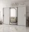 Armadio | Bianco opaco | 3 ante | 10 scomparti | 250 x 62 x 200 cm | specchio decorativo | 2 aste appendiabiti | Armadio con ante scorrevoli | Finiture di alta qualità