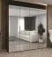 Armadio ad ante battenti "Korab" 202, color noce, maniglie: nere, 4 ante a specchio, 2 scomparti, 2 barre appendiabiti, Sistema "Soft-Close", larghezza: 2 m