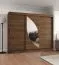 Armadio ad ante scorrevoli "Jorasses" 30, color noce, 2 ante a specchio, 10 scomparti, 2 barre appendiabiti, guide in alluminio, impiallacciatura in PVC, larghezza: 2,5 m