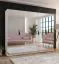 Armadio con ante a specchio "Zainab" 15, bianco, maniglie: nero, 3 scomparti, Sistema "Soft-Close", bordi in ABS, 250 x 52 x 202 cm