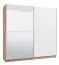 Armadio scorrevole Palanka 06 | Bianco lucido & rovere Artisan | Specchio | 2 barre appendiabiti | 10 scomparti | 210 x 217 x 62,5 cm