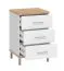 Comodino "Palanka" 05 | Bianco lucido e rovere Artisan | 3 cassetti | Bordi in ABS | 69 x 45 x 40 cm