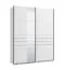 Armadio ad ante scorrevoli "Petrovac" 01, bianco opaco, 1 anta a specchio, 2 scomparti, 2 barre appendiabiti, bordi in ABS, 145,5 x 60 x 217,5 cm