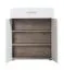 Set ingresso Kove 3 pezzi | Rovere grigio e bianco lucido | Cassettiera, scarpiera con cuscino, armadio con ganci
