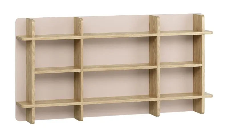 Mensola "Mirinay" 10, beige / rovere, 9 ripiani, bordi in ABS, 120 x 15 x 60 cm