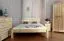 Letto matrimoniale "A3", pino massiccio, naturale, incl. rete a doghe - 160 x 200 cm