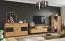 Mobile TV pensile Rania 19 | Legno massiccio oliato | Rovere/Nero | Frontale in vetro e legno | 52 x 200 x 39 cm | LED incluso