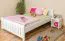 Letto matrimoniale francese in pino massello bianco | 140 x 200 cm | Rete a doghe inclusa | Design moderno
