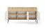 Madia "Worthing" 82, color rovere Vicenza/nero, frontale scanalato, 3 ante, 3 cassetti, 6 scomparti, 154 x 39 x 83 cm