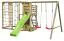 Struttura per arrampicata S38C incl. scivolo a onda | doppia estensione dell'altalena | parete d'arrampicata | rete d'arrampicata | scala di corda | anelli ginnici | corda d'arrampicata e barre orizzontali | 462 x 360 cm