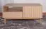 Tavolino bifacciale Acrab 06 con 2 cassetti, 53 x 106 x 64, 2 ante, 2 ante a ribalta, rovere Cremona, compatibile con robot aspirapolvere, frontali scanalati