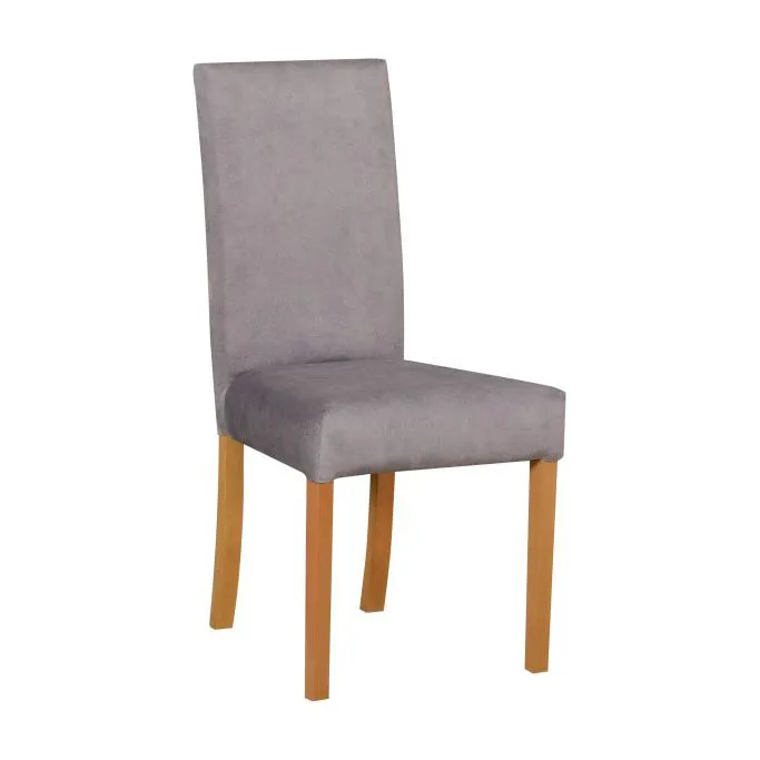 Sedia da pranzo imbottita Rujen | Schiuma T-25 | Tessuto grigio | Struttura faggio look rovere Grandson | Alta qualità