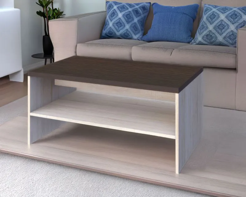 Tavolino soggiorno Aitape 24 | Rovere Sonoma scuro/chiaro | 120 x 60 x 56 cm | Design moderno