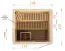 Sauna prefabbricata "Kawir" 68 mm, con 1 finestra e tetto con bordino - misure esterne (l x p x h): 194 x 175 x 199 cm