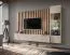 Parete attrezzata "Kinn" 01, color cashmere, 1 mobile TV, 1 vetrinetta, sistema "push to open", 220 x 35 x 148 cm