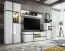 Parete attrezzata moderna Stura 01 | Bianco lucido e grigio | 195 x 330 x 50 cm | Sette ante