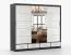 Armadio scorrevole Lusatian 28 | Bianco/Nero | 3 ante con specchio | 7 scomparti, 4 cassetti | 218 x 250 x 61 cm