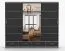 Armadio scorrevole Lusatian 38 | Nero/grigio con specchio | 3 ante, 7 scomparti, 4 cassetti | 218x250x61 cm