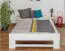 Letto alla francese 110, faggio massello, laccato bianco, incl. rete a doghe - 140 x 200 cm