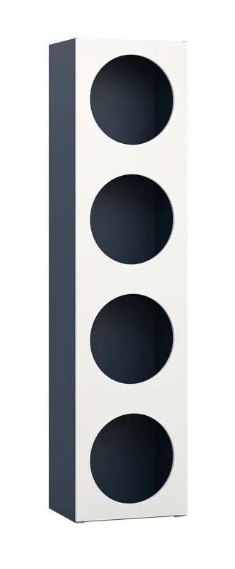 Libreria alta Aenna 77 con piedini regolabili | 1 anta | 4 scomparti | indaco/bianco | 202,5 x 50,5 x 33,5 cm | per soggiorno