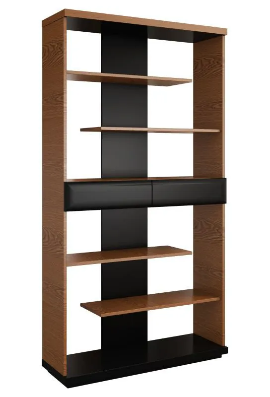 Libreria Postira 04 | Noce e nero | Parzialmente massello | 193 x 102 x 35 cm