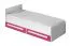 Letto singolo Walter 11 | Rete a doghe inclusa | Bianco e rosa lucido | 90 x 200 cm