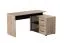 Scrivania angolare "Batani" 01 | Grigio rovere e nero | 2 scomparti | 3 cassetti | 75 x 137,5 x 101,5 cm