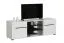 Mobile porta TV Idos 01 | Bianco lucido e nero | 2 ante, 5 scomparti, vetro Parsol | 49,5 x 150 x 41,5 cm