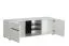 Mobile porta TV Idos 01 | Bianco lucido e nero | 2 ante, 5 scomparti, vetro Parsol | 49,5 x 150 x 41,5 cm