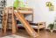 Letto a castello in faggio massiccio | Divisibile in 2 letti singoli | Scivolo e scaffale inclusi | 90x200 cm naturale